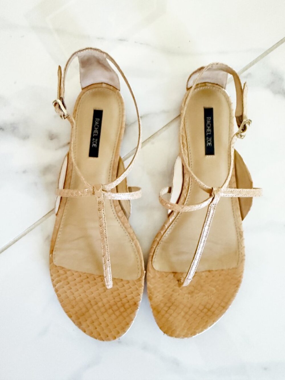 rachel zoe gwen solid real snake natural sandal 8.5M